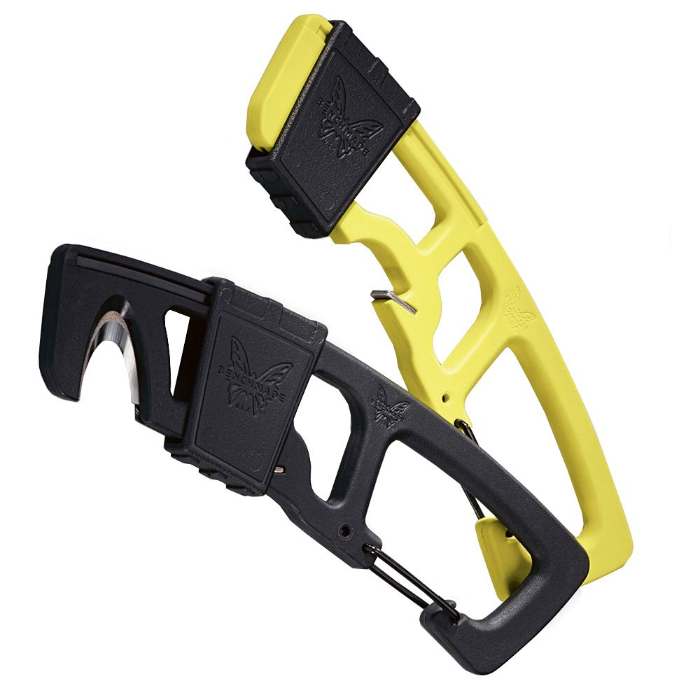 Benchmade Safety Cutter With Yellow Handle Carabineer Clip Camouflage.ca