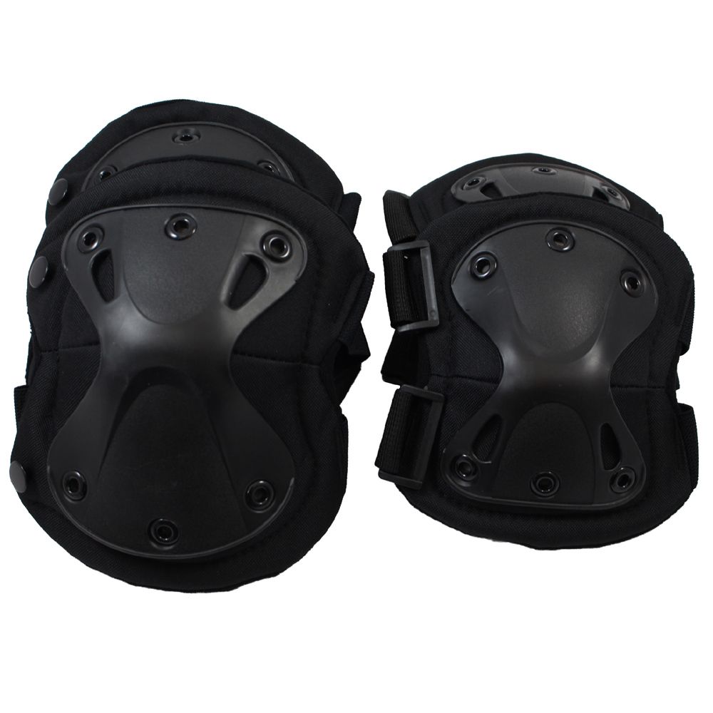 Tactical Knee and Elbow Pad Set Black Camouflage.ca