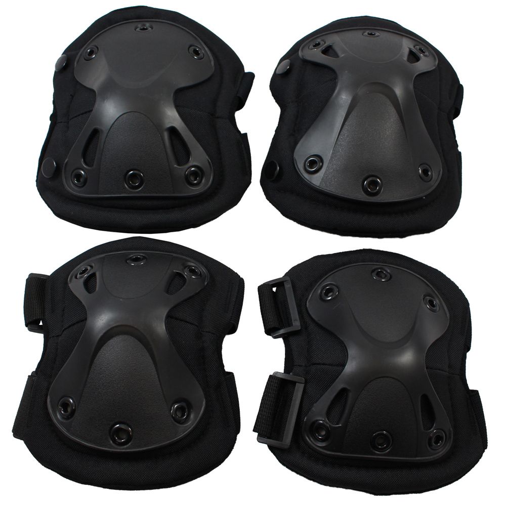 Tactical Knee and Elbow Pad Set Black Camouflage.ca
