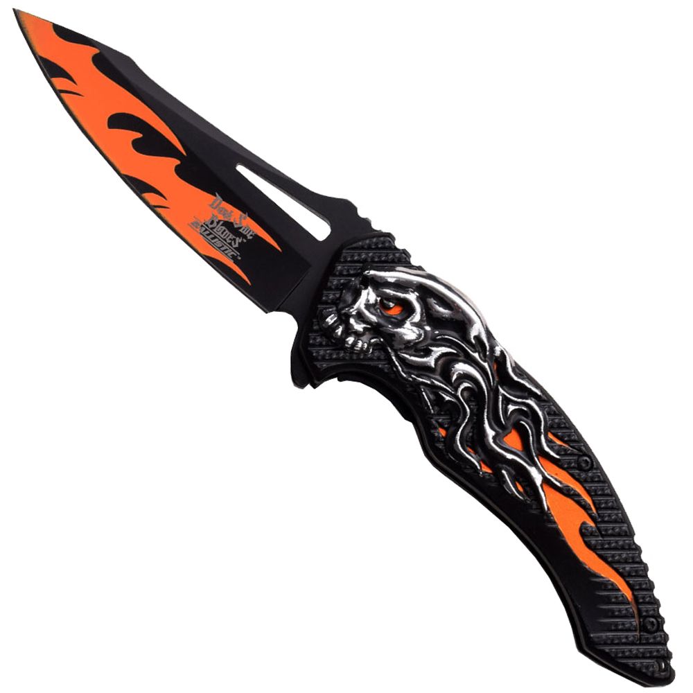 Dark Side Blade Orange Skull Handle Folding Knife Camouflage.ca