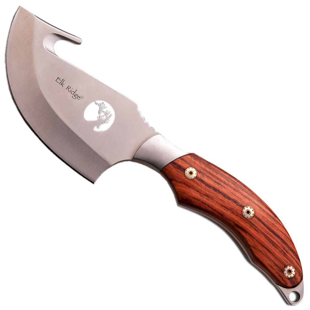 Elk Ridge Satin Gut Hook 8.25 Inch Fixed Blade Knife camouflage.ca