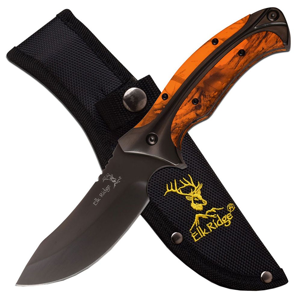 Elk Ridge Camo Inlay Handle Fixed Knife Camouflage.ca