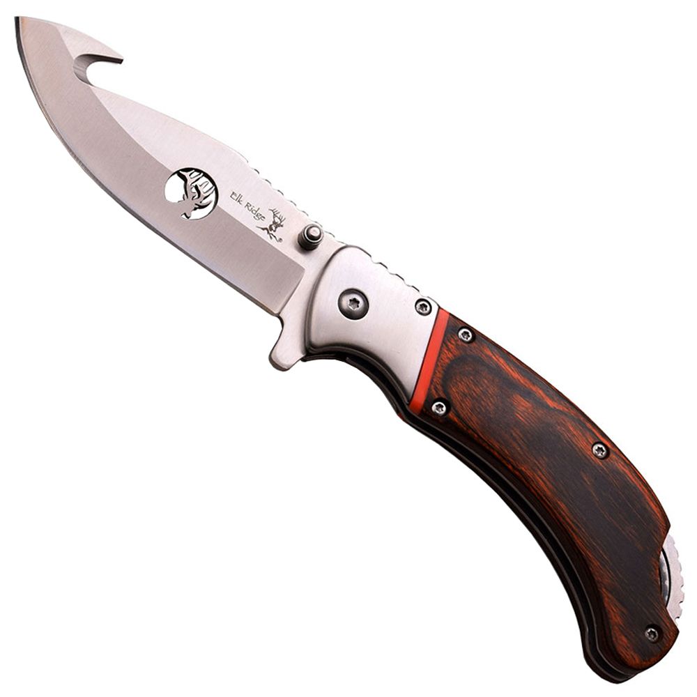 Elk Ridge Stainless Steel Bolster Folding Knife Camouflage.ca