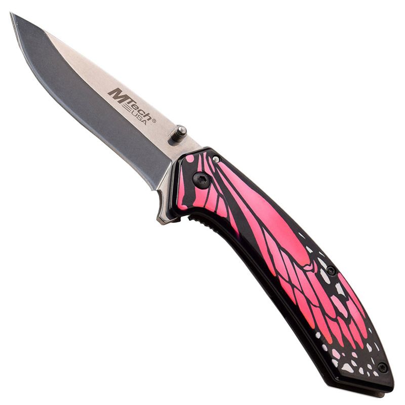 MTech USA A1005PK Mirror Polished Blade Folding Knife Pink
