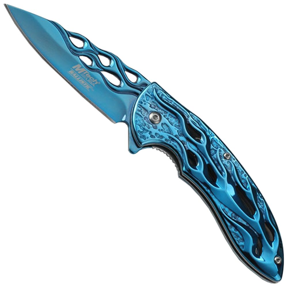 mtech usa flame cut out pattern folding blade knife camouflage ca