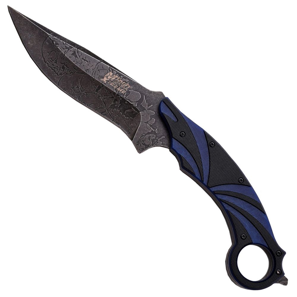 MTech USA Xtreme Acid Etched Pattern Fixed Knife Blue