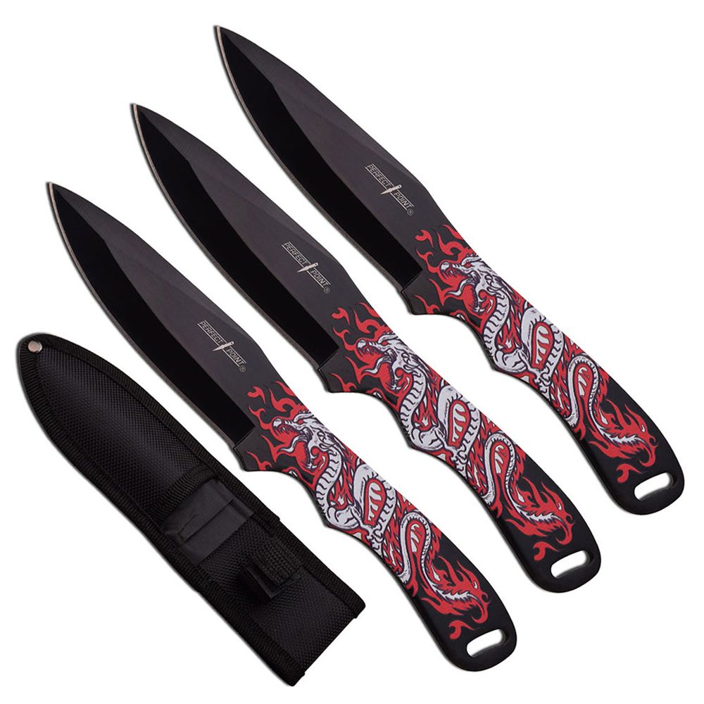 Perfect Point PP-112-3BR Throwing Knife Set 8 Inch - Black | camouflage.ca