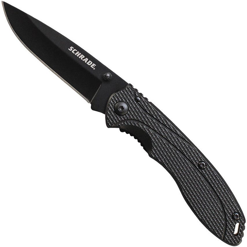 Schrade Black Aluminum Folding Knife camouflage.ca
