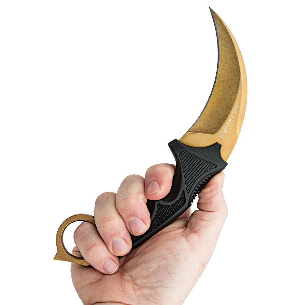Honshu Ninja Karambit Gold Stonewashed Finish Blade Knife | Camouflage.ca