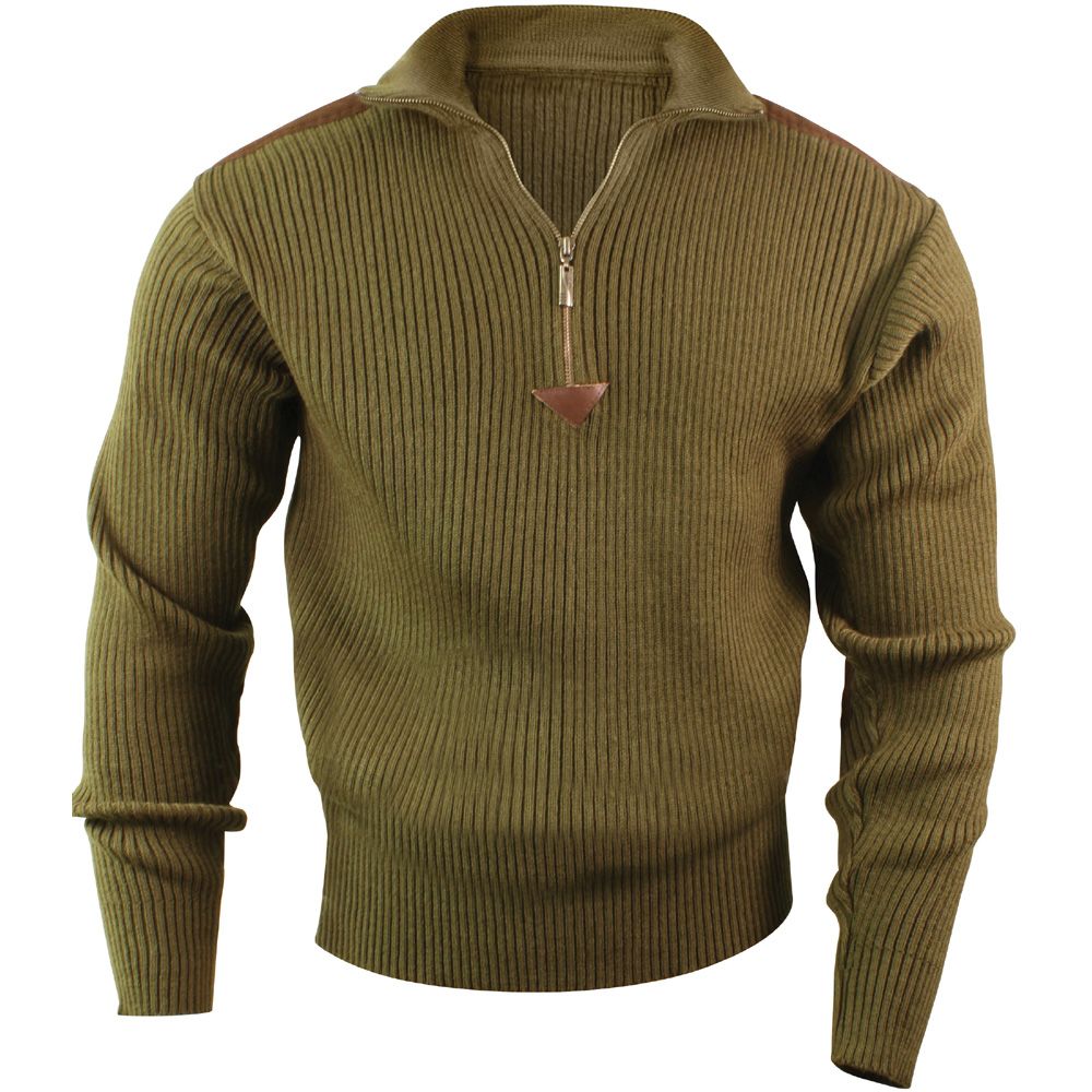 Mens Quarter Zip Acrylic Commando Sweater Camouflage.ca