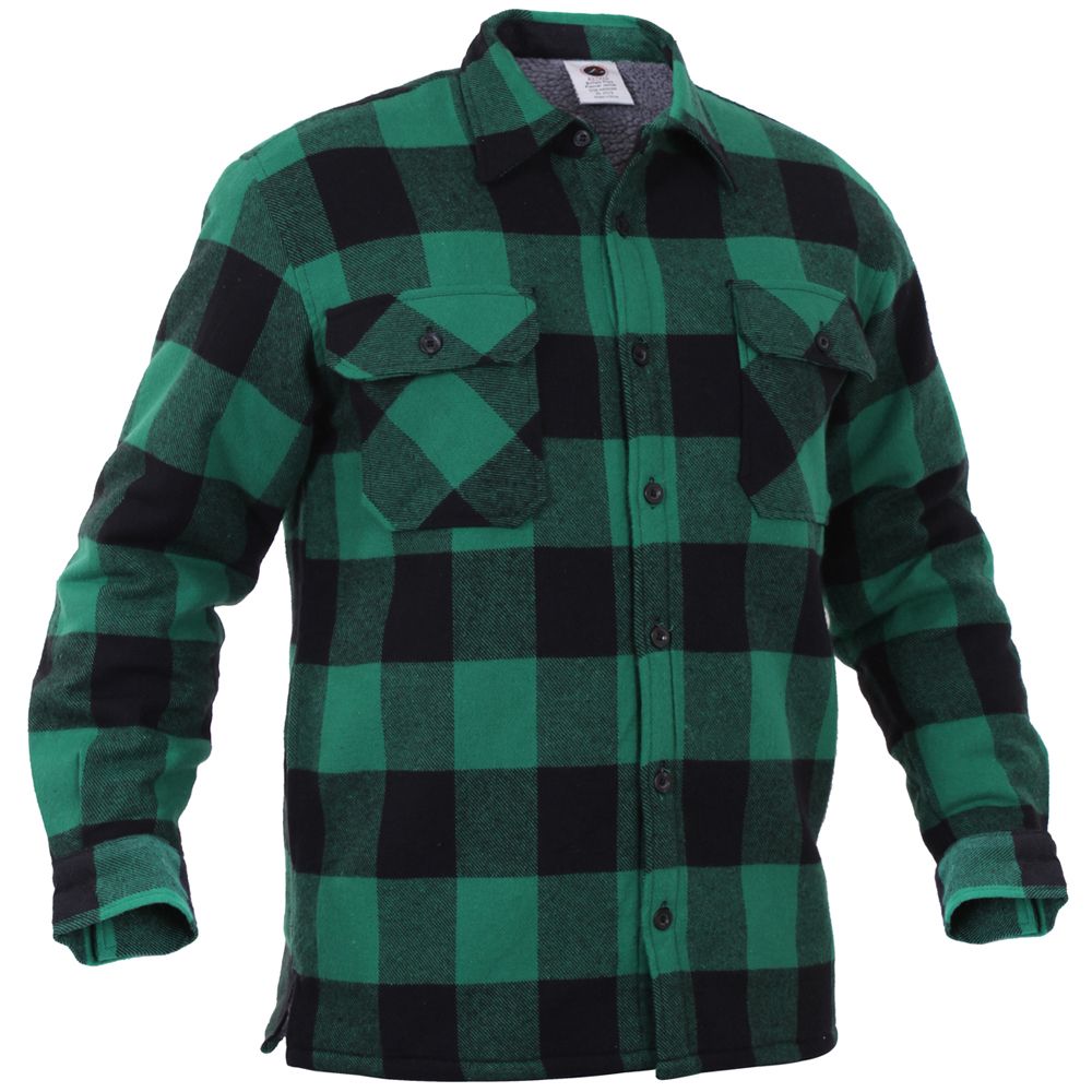 Mens Extra Heavyweight Buffalo Plaid SherpaLined Flannel Shirts