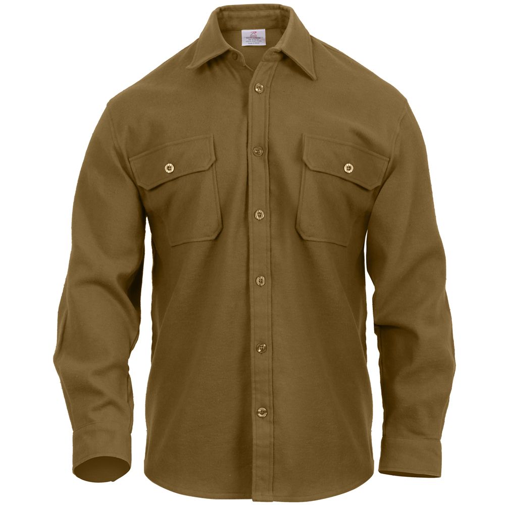 Mens Heavy Weight Solid Flannel Shirt Camouflage.ca