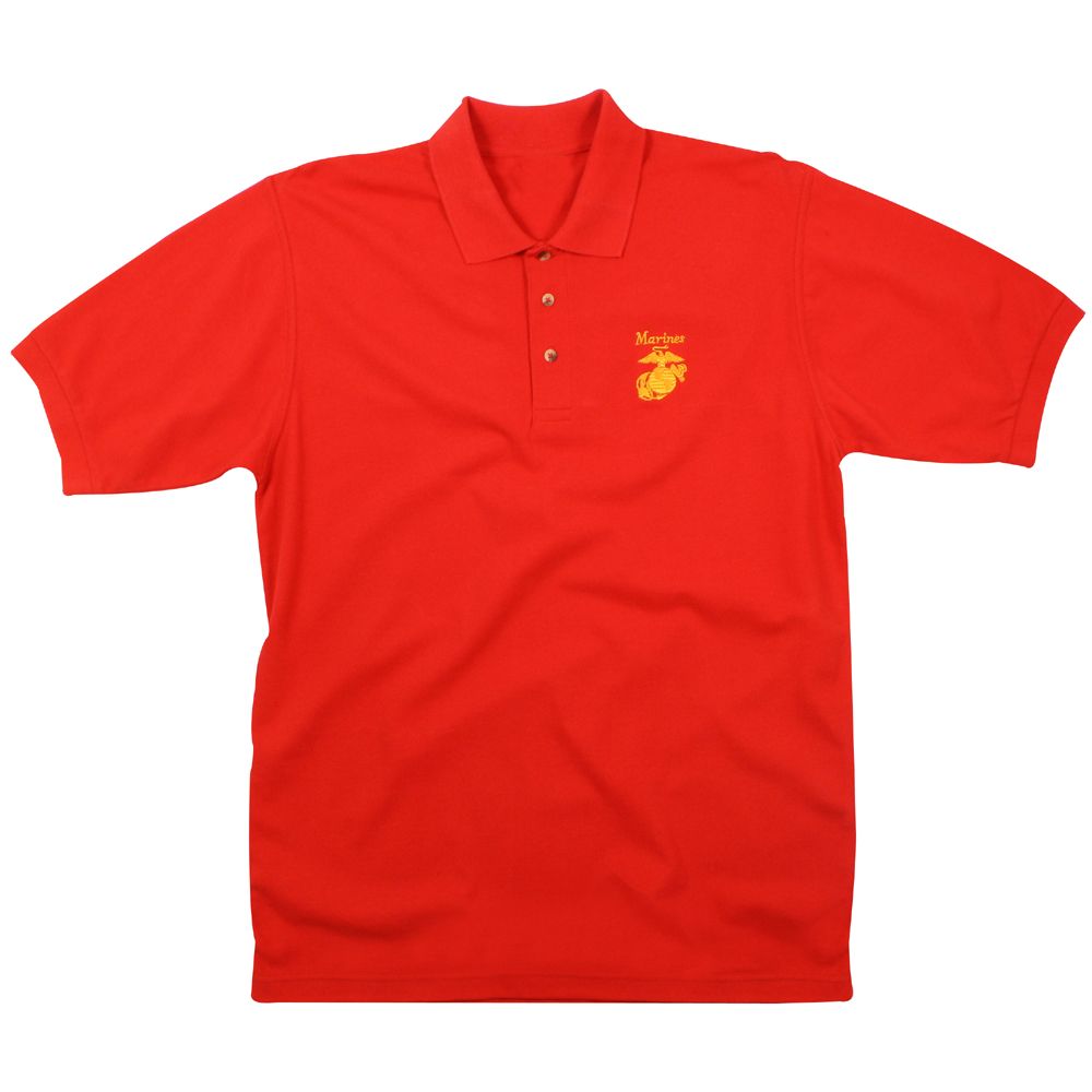 Mens Red Marines Golf Gold Embroidery T-Shirt | Camouflage.ca