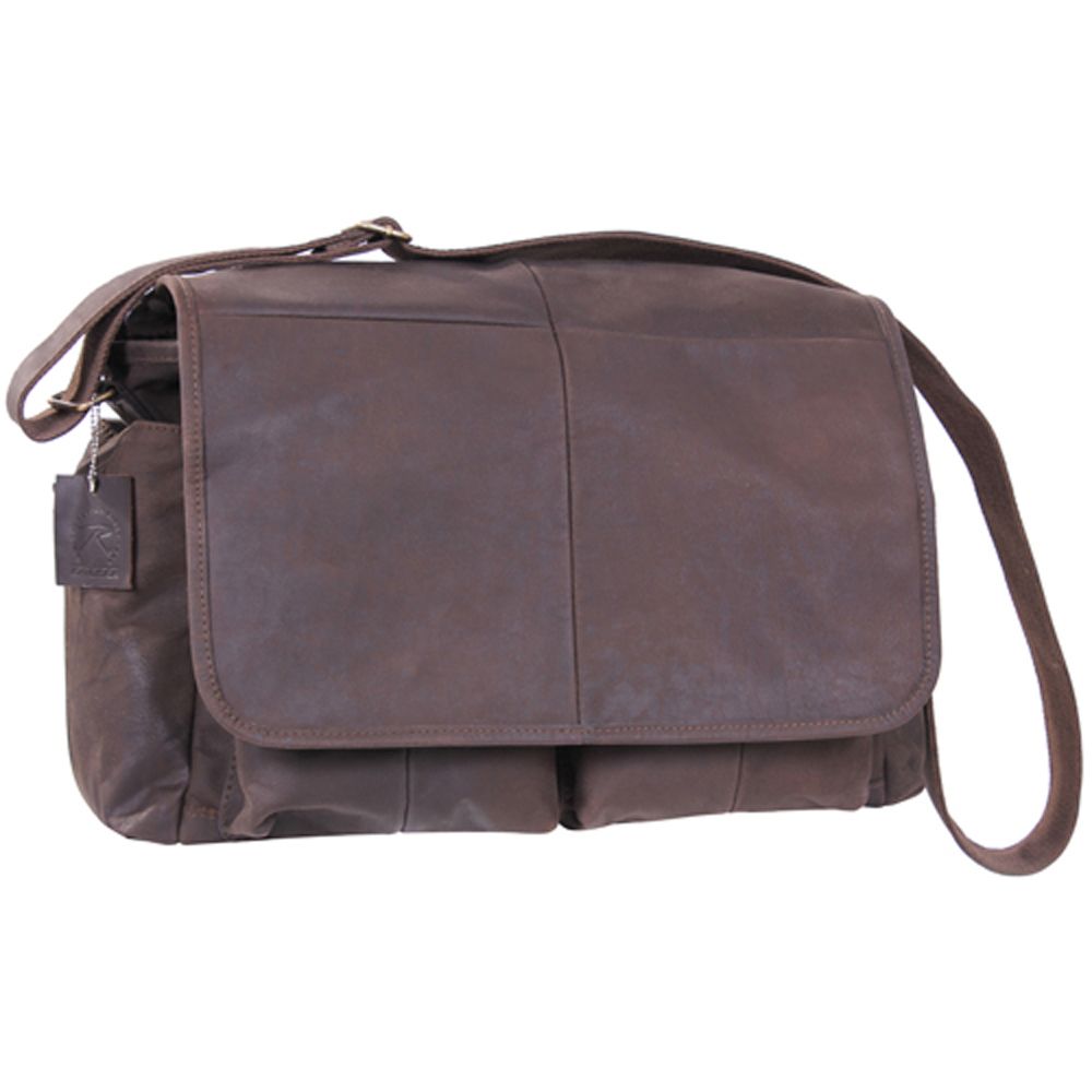 Brown Leather Classic Messenger Bag Camouflage.ca