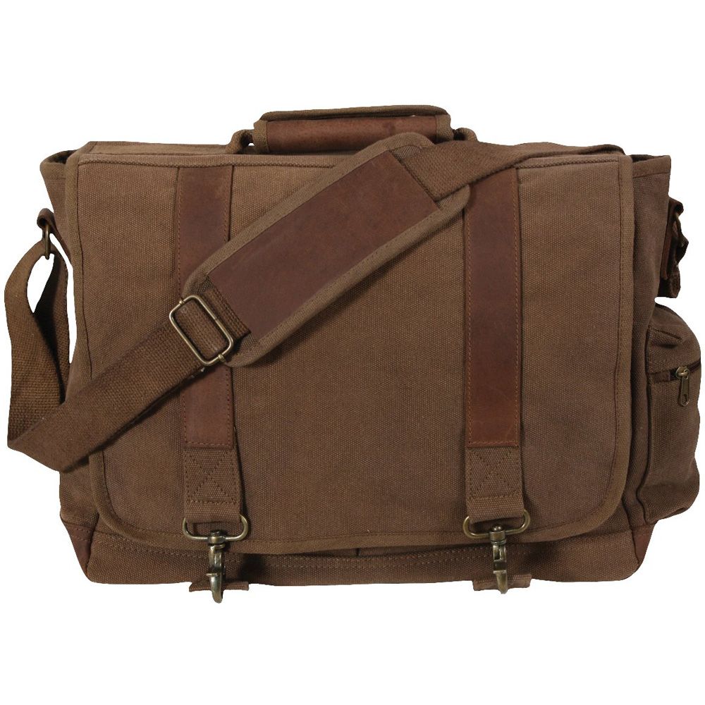 Vintage Canvas Pathfinder with Leather Accents Laptop Bag | Camouflage.ca