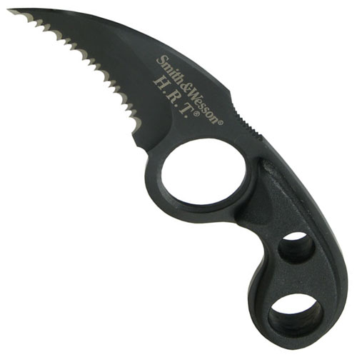 Smith And Wesson H R T All Black Serrated Neck Fixed Blade Knife